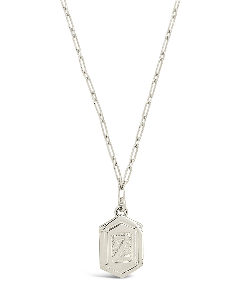 Hexagon Tag Initial Necklace Necklace Sterling Forever Silver Z 