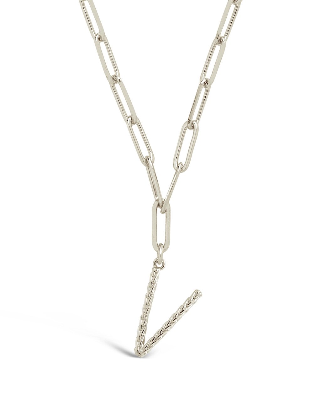 Braided Initial Pendant Necklace Necklace Sterling Forever Silver V 