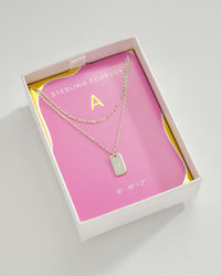 Layered Tag Initial Necklace Necklace Sterling Forever Silver A 