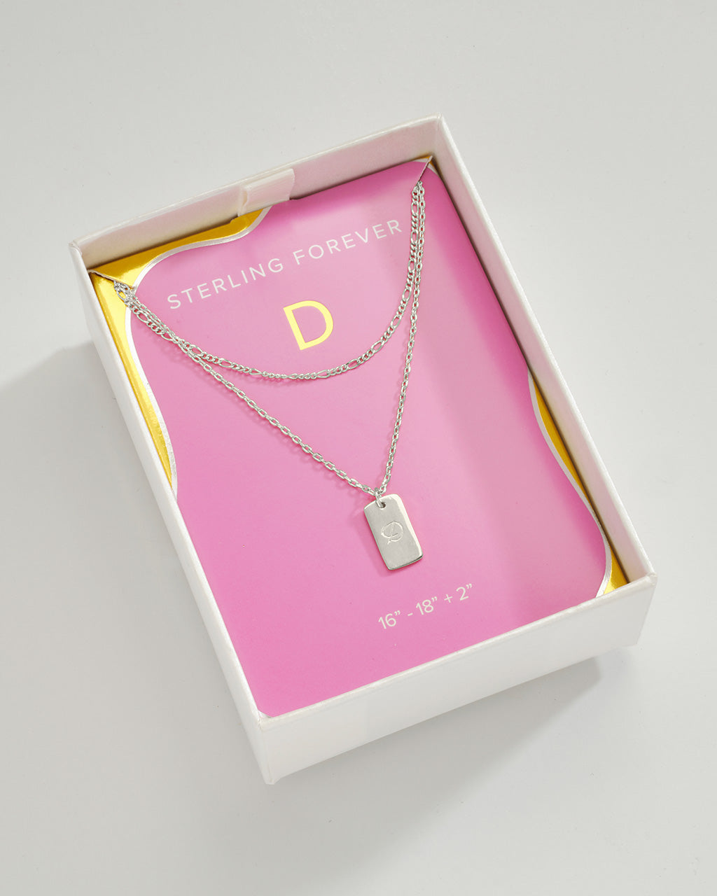 Layered Tag Initial Necklace Necklace Sterling Forever Silver D 