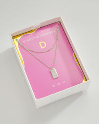 Layered Tag Initial Necklace Necklace Sterling Forever Silver D 