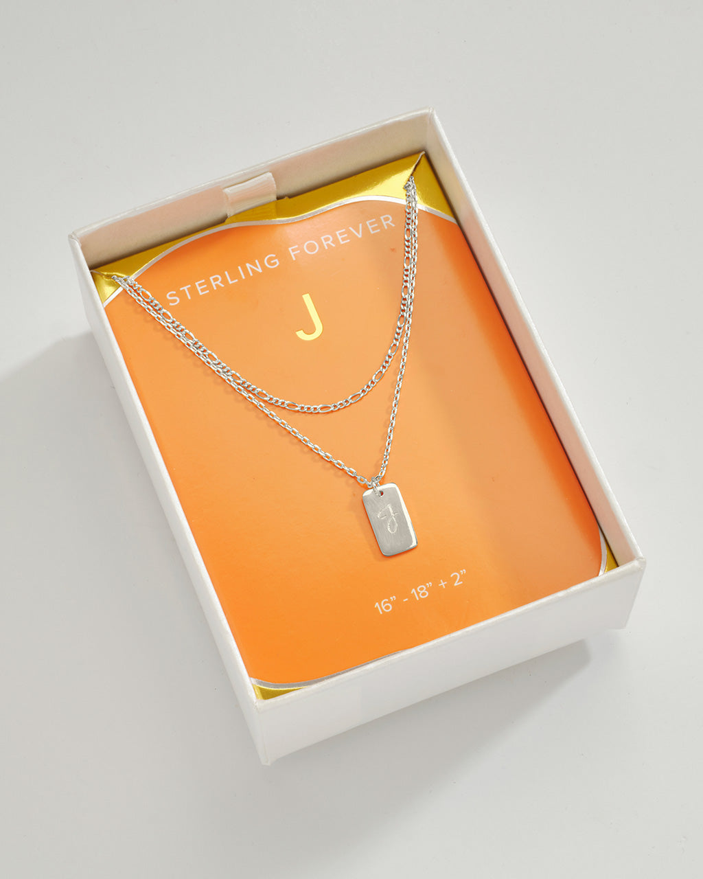 Layered Tag Initial Necklace Necklace Sterling Forever Silver J 