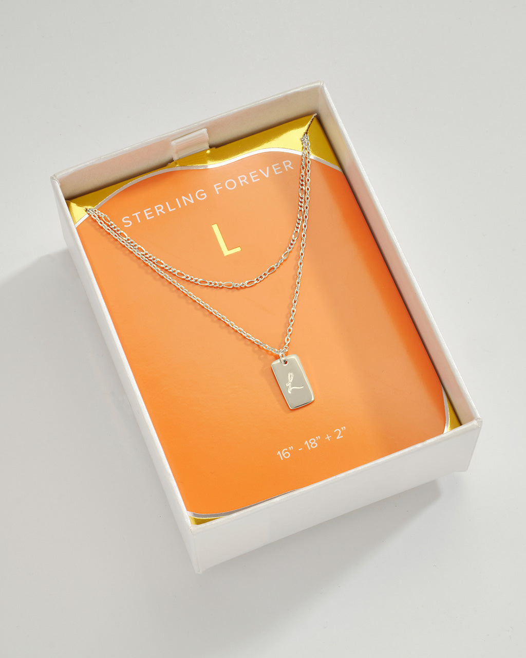 Layered Tag Initial Necklace Necklace Sterling Forever Silver L 