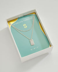 Layered Tag Initial Necklace Necklace Sterling Forever Silver S 