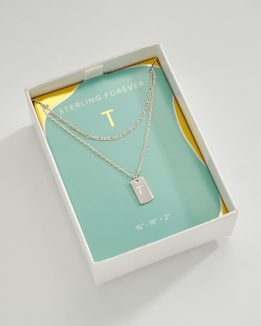 Layered Tag Initial Necklace Necklace Sterling Forever Silver T 