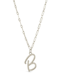 Textured Initial Charm Necklace Necklace Sterling Forever 