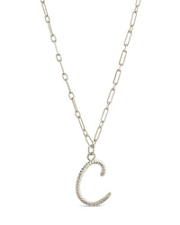 Textured Initial Charm Necklace Necklace Sterling Forever 