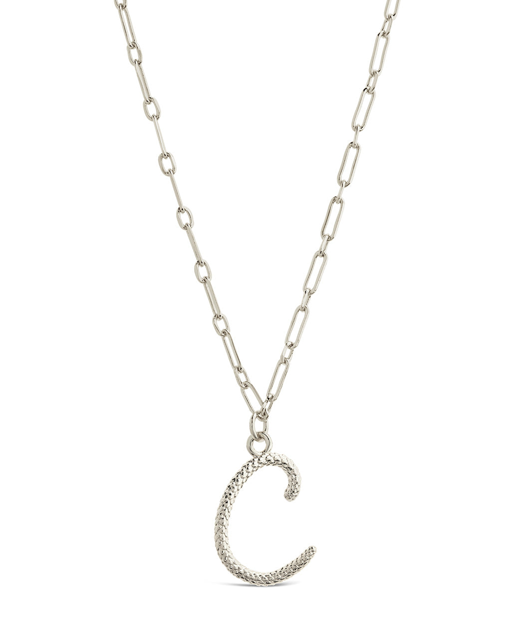 Textured Initial Charm Necklace Necklace Sterling Forever 