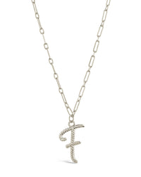 Textured Initial Charm Necklace Necklace Sterling Forever Silver F 