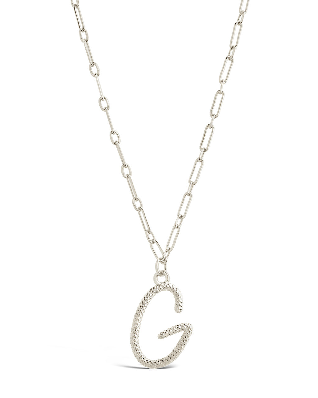 Textured Initial Charm Necklace Necklace Sterling Forever Silver G 