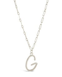 Textured Initial Charm Necklace Necklace Sterling Forever Silver G 