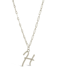 Textured Initial Charm Necklace Necklace Sterling Forever Silver H 