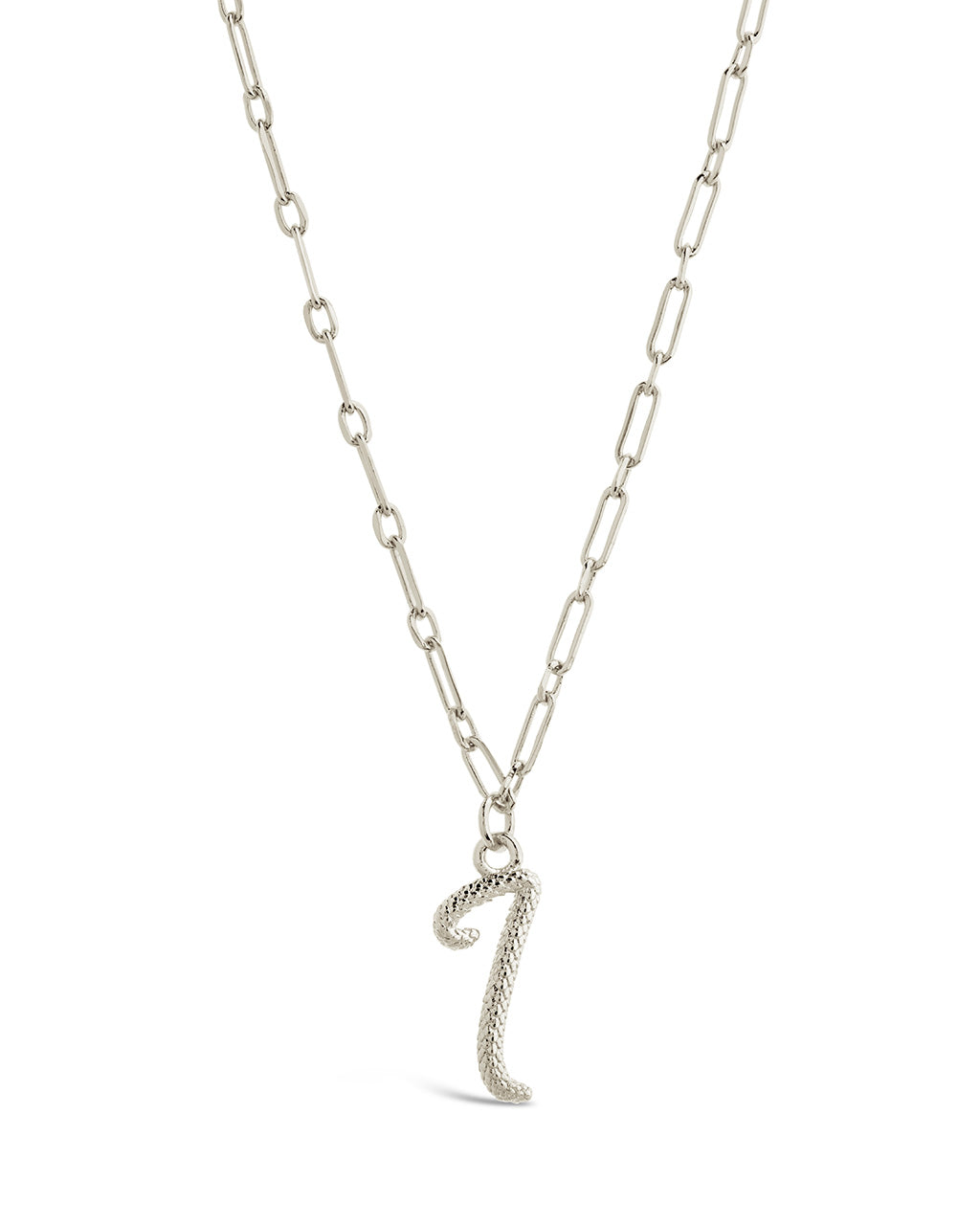 Textured Initial Charm Necklace Necklace Sterling Forever Silver I 