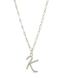 Textured Initial Charm Necklace Necklace Sterling Forever 