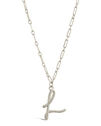 Textured Initial Charm Necklace Necklace Sterling Forever 