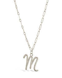 Textured Initial Charm Necklace Necklace Sterling Forever 