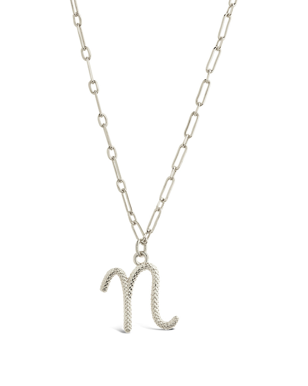 Textured Initial Charm Necklace Necklace Sterling Forever Silver N 