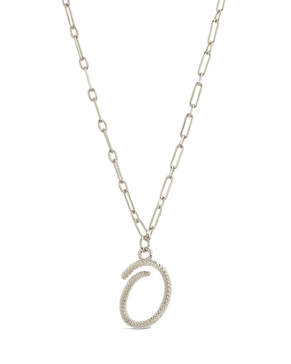 Textured Initial Charm Necklace Necklace Sterling Forever Silver O 