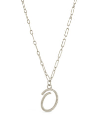 Textured Initial Charm Necklace Necklace Sterling Forever Silver O 
