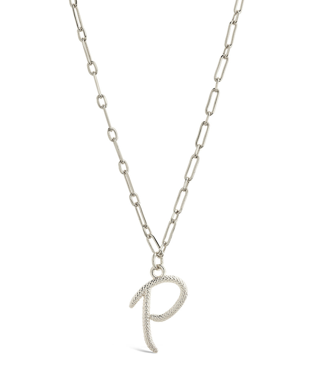 Textured Initial Charm Necklace Necklace Sterling Forever Silver P 