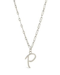 Textured Initial Charm Necklace Necklace Sterling Forever Silver P 