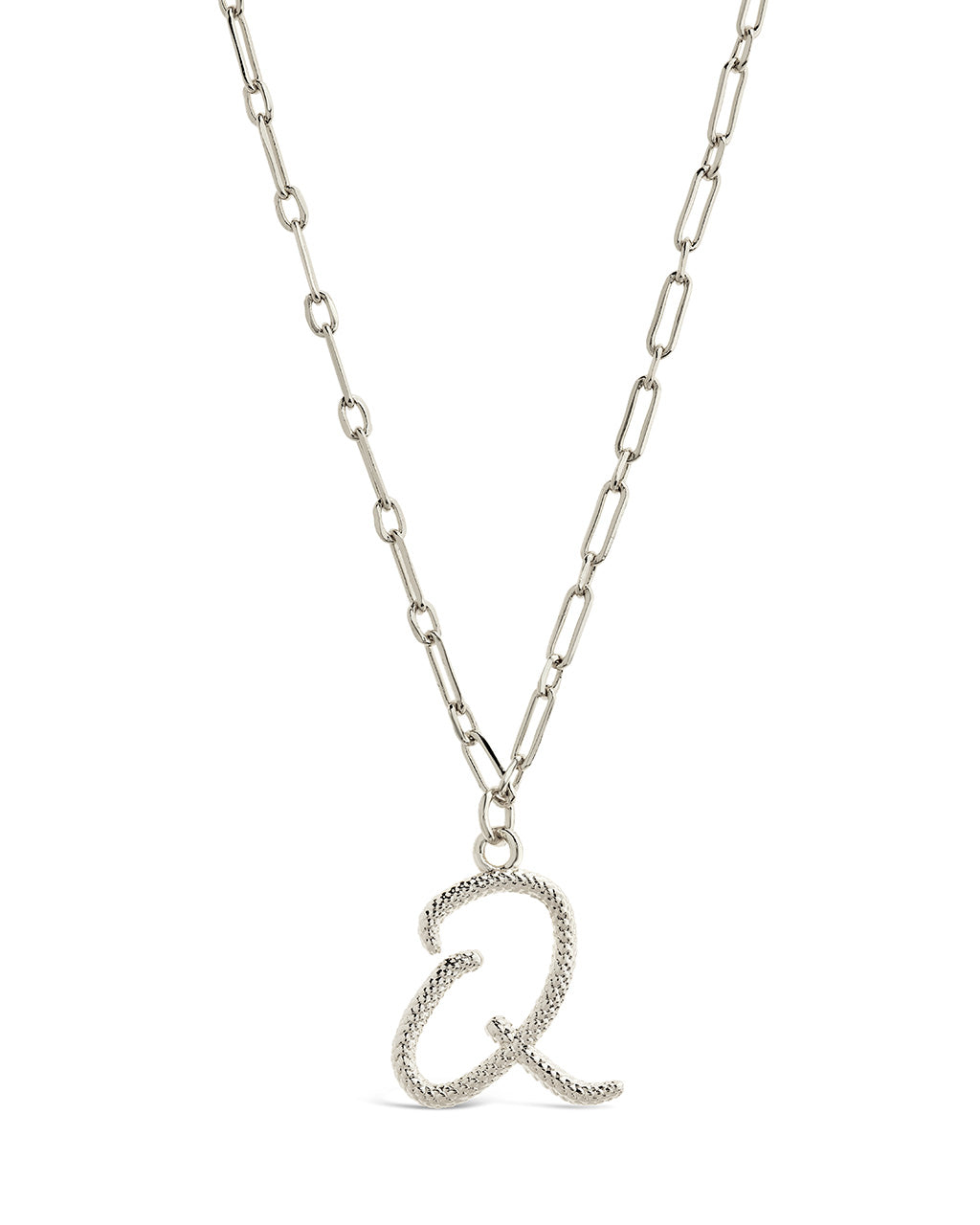 Textured Initial Charm Necklace Necklace Sterling Forever Silver Q 