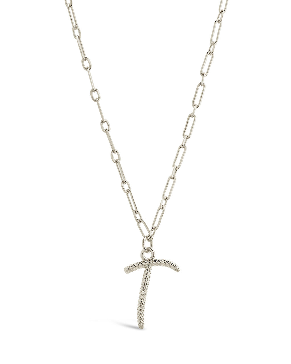 Textured Initial Charm Necklace Necklace Sterling Forever 