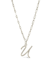 Textured Initial Charm Necklace Necklace Sterling Forever Silver U 
