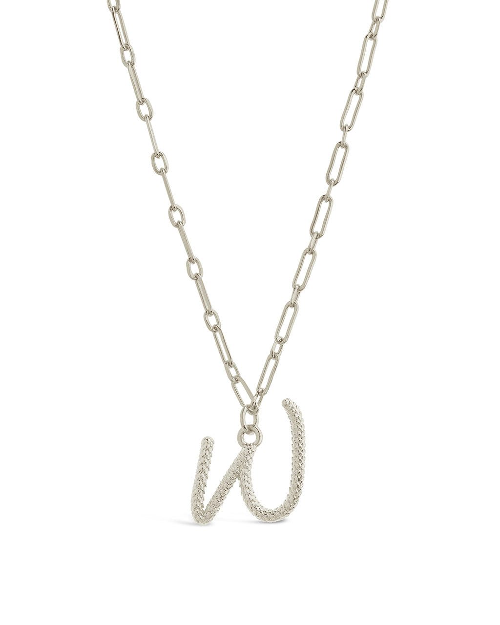 Textured Initial Charm Necklace Necklace Sterling Forever Silver W 