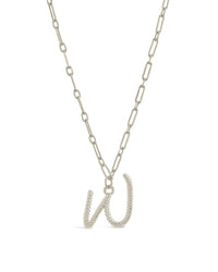 Textured Initial Charm Necklace Necklace Sterling Forever Silver W 
