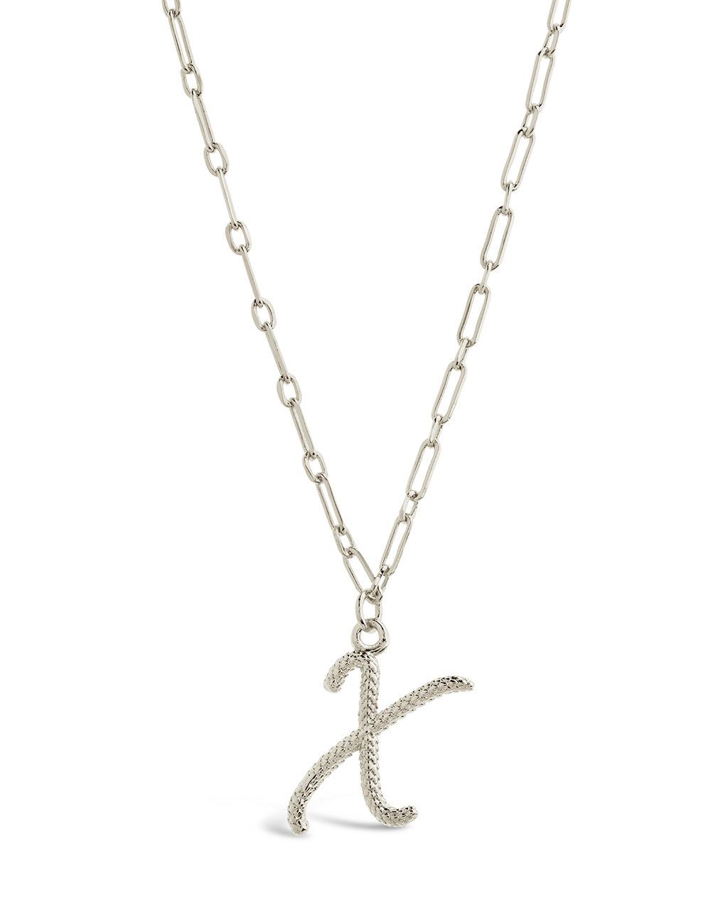 Textured Initial Charm Necklace Necklace Sterling Forever Silver X 