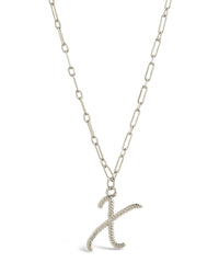 Textured Initial Charm Necklace Necklace Sterling Forever Silver X 