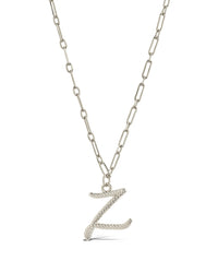 Textured Initial Charm Necklace Necklace Sterling Forever Silver Z 