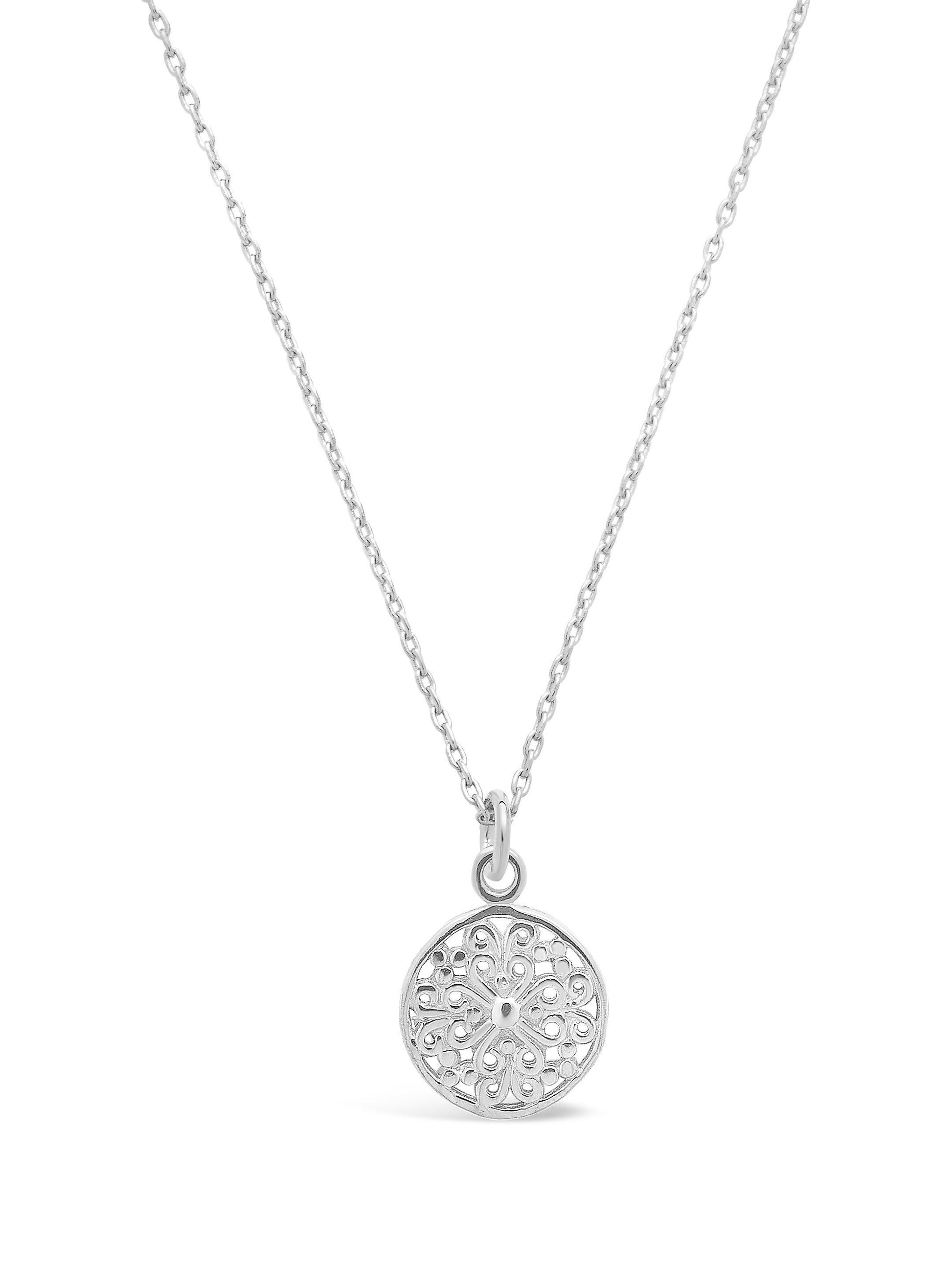 SHINE by Sterling Forever Sterling Silver Intricate Cutout Disk Pendant Necklace Necklace SHINE by Sterling Forever Silver 