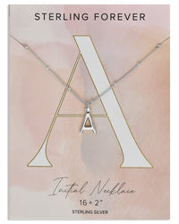 Sterling Silver Initial Necklace with Beaded Chain Necklace Sterling Forever Silver A 