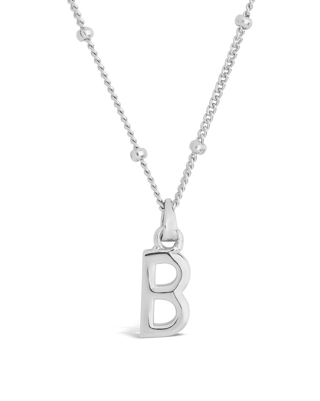 Sterling Silver Initial Necklace with Beaded Chain Necklace Sterling Forever Silver B 