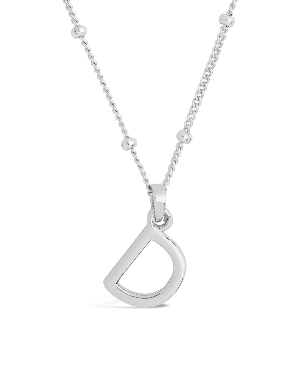 Sterling Silver Initial Necklace with Beaded Chain Necklace Sterling Forever Silver D 