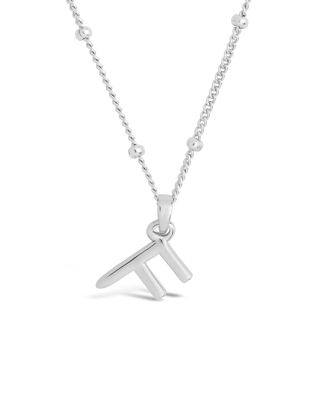 Sterling Silver Initial Necklace with Beaded Chain Necklace Sterling Forever Silver F 