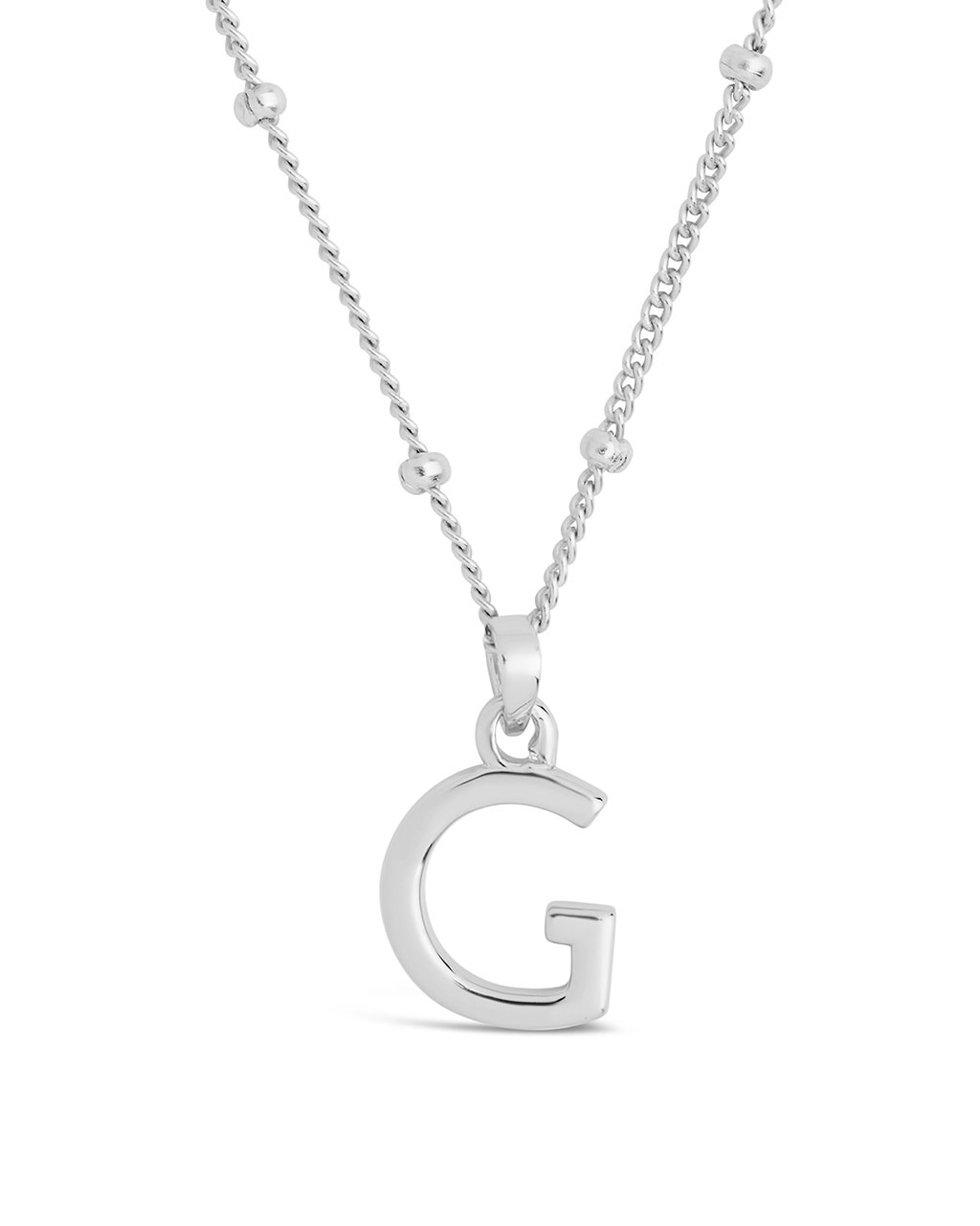 Sterling Silver Initial Necklace with Beaded Chain Necklace Sterling Forever Silver G 