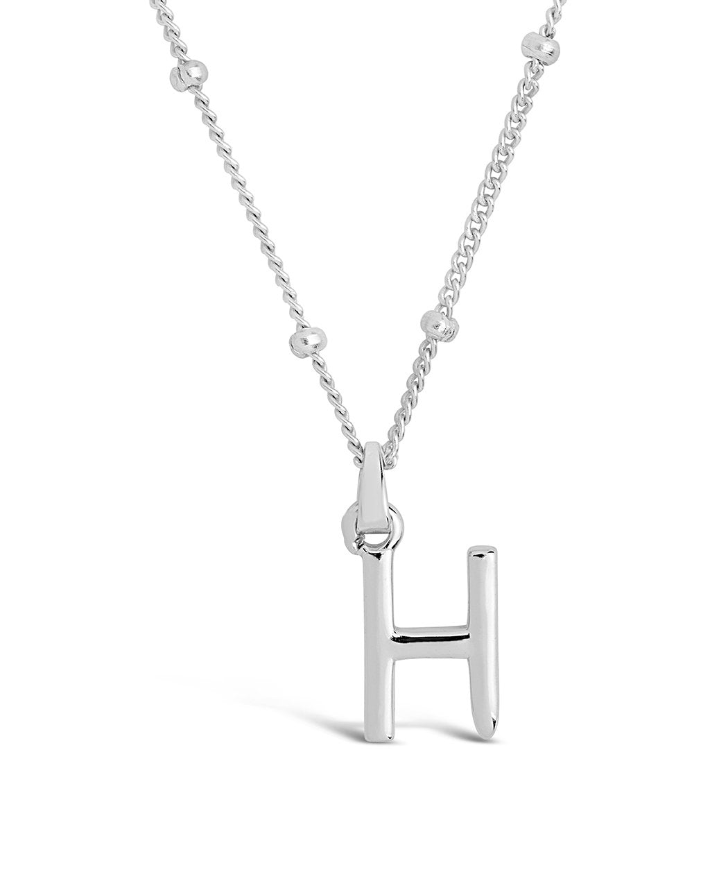 Sterling Silver Initial Necklace with Beaded Chain Necklace Sterling Forever Silver H 