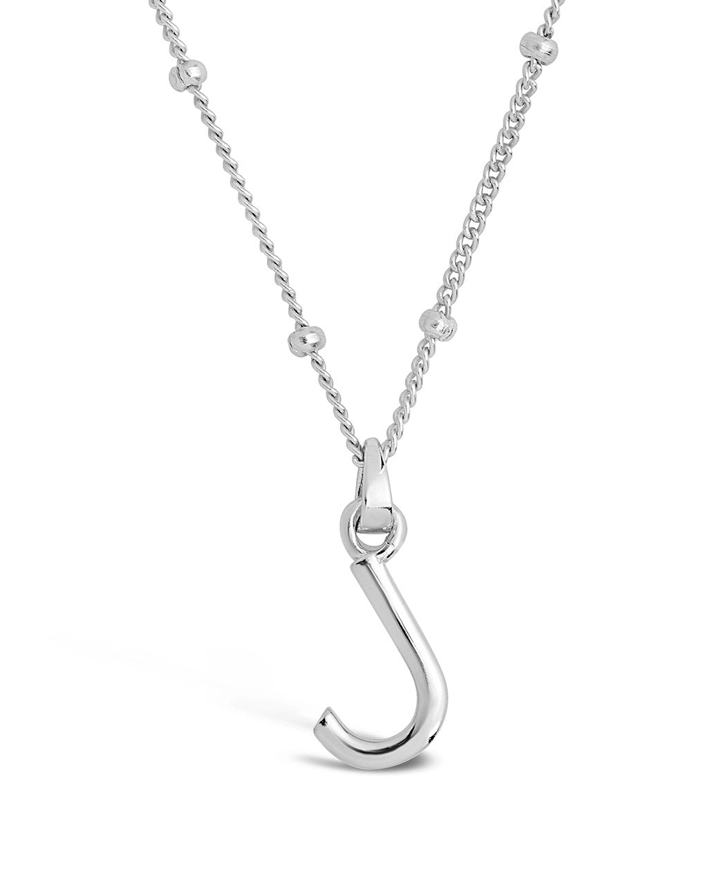 Sterling Silver Initial Necklace with Beaded Chain Necklace Sterling Forever Silver J 