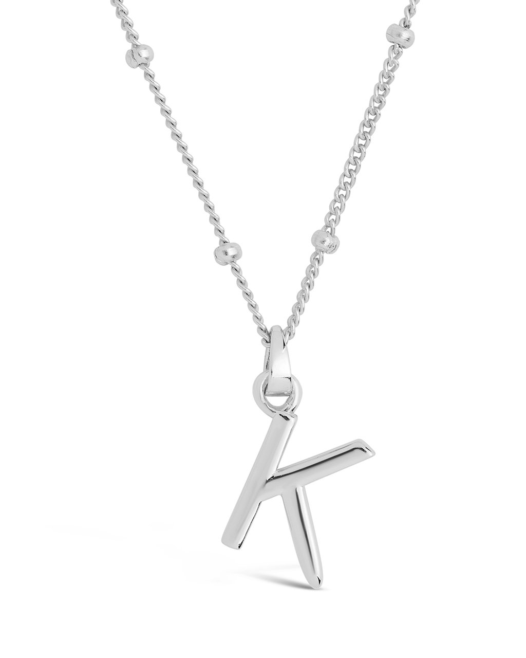 Sterling Silver Initial Necklace with Beaded Chain Necklace Sterling Forever Silver K 