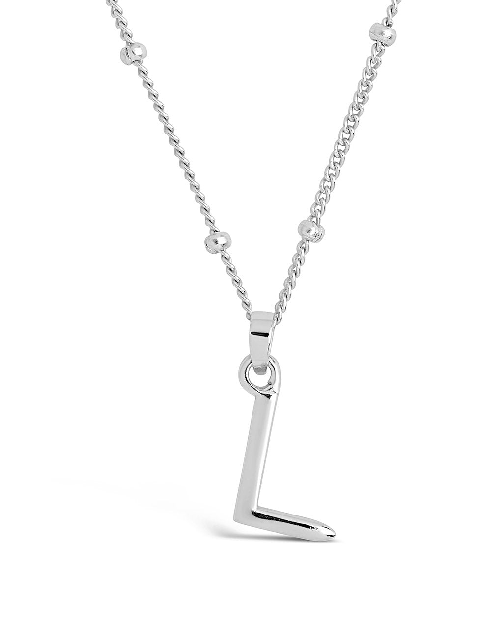 Sterling Silver Initial Necklace with Beaded Chain Necklace Sterling Forever Silver L 