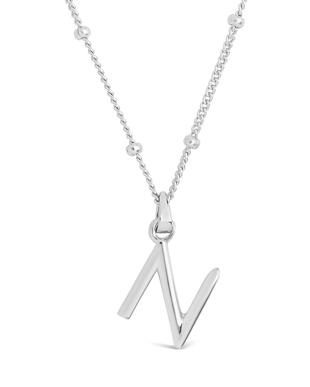 Sterling Silver Initial Necklace with Beaded Chain Necklace Sterling Forever Silver N 