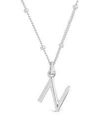 Sterling Silver Initial Necklace with Beaded Chain Necklace Sterling Forever Silver N 