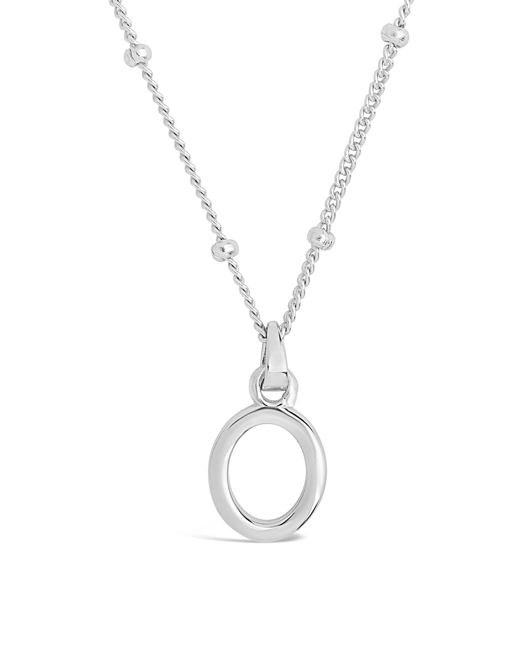 Sterling Silver Initial Necklace with Beaded Chain Necklace Sterling Forever Silver O 