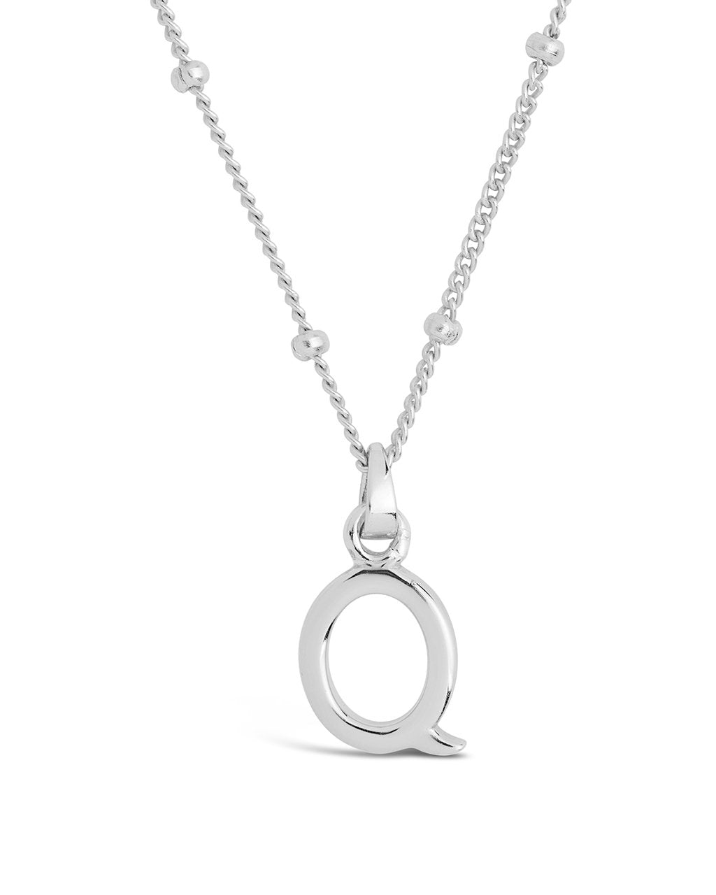 Sterling Silver Initial Necklace with Beaded Chain Necklace Sterling Forever Silver Q 