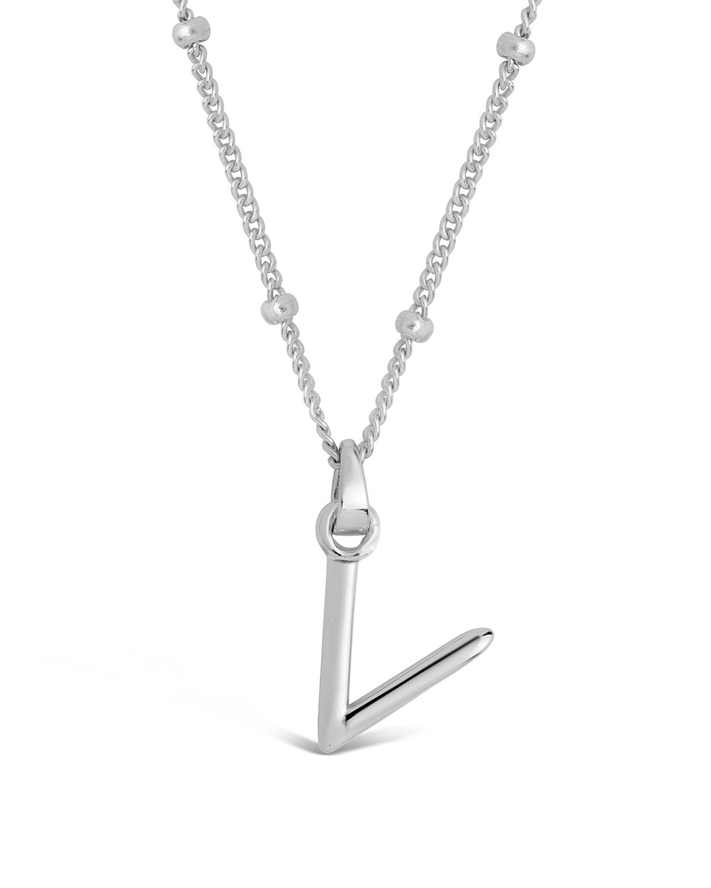 Sterling Silver Letter V Necklace