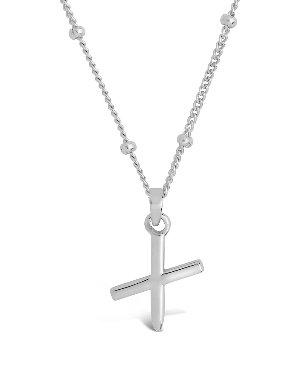Sterling Silver Initial Necklace with Beaded Chain Necklace Sterling Forever Silver X 