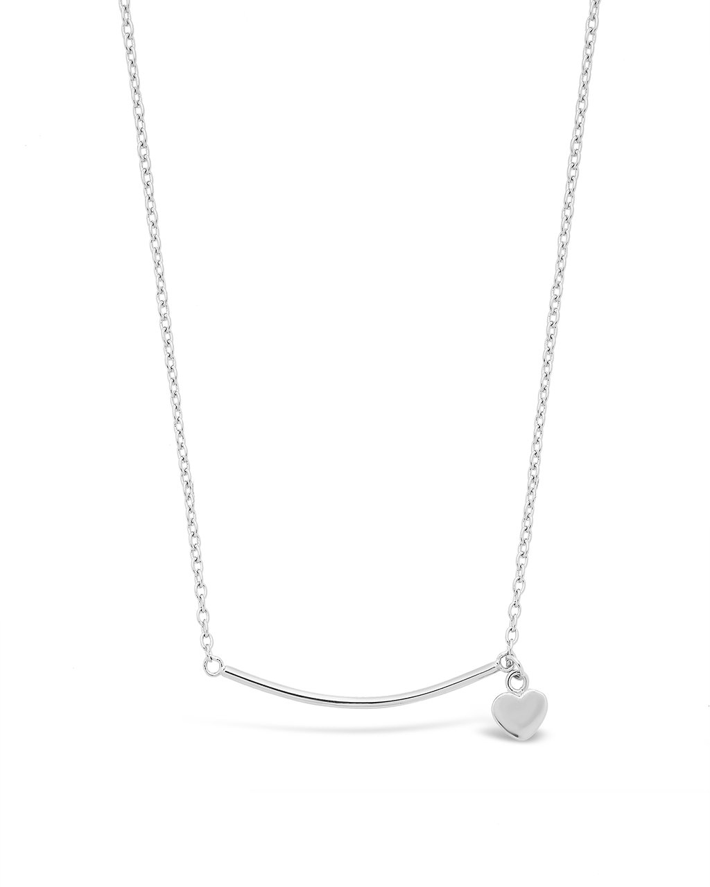 Sterling Silver Polished Bar & Heart Drop Necklace Necklace Sterling Forever Silver